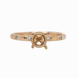 Beautiful Ring Setting w Natural Diamond Accents in Solid 14K Gold | Round | Stone Setting | Customizable