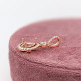 Pendants-Beautiful Halo Pendant Setting W Natural Diamonds in 14K Solid Gold | Pear Shape 6x4 7x5 8x6 | Minimal Design | Diamond Bail | Customizable - NNJGemstones