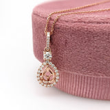 Pendants-Beautiful Halo Pendant Setting W Natural Diamonds in 14K Solid Gold | Pear Shape 6x4 7x5 8x6 | Minimal Design | Diamond Bail | Customizable - NNJGemstones