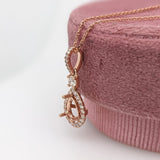 Pendants-Beautiful Halo Pendant Setting W Natural Diamonds in 14K Solid Gold | Pear Shape 6x4 7x5 8x6 | Minimal Design | Diamond Bail | Customizable - NNJGemstones