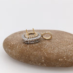 Pendants-Classic Pendant Setting W Double Halo of Natural Diamonds in 14K Solid Gold | Diamond Stud Bail | Round Shape 6mm 7mm 8mm | Customizable - NNJGemstones