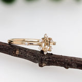 Statement Rings-Sunburst Inspired Ring Setting in 14K Solid Gold w Natural Diamond Accents | Oval 5x3 6x4 7x5 | Floral Gemstone Setting | Customizable - NNJGemstones