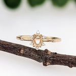 Statement Rings-Sunburst Inspired Ring Setting in 14K Solid Gold w Natural Diamond Accents | Oval 5x3 6x4 7x5 | Floral Gemstone Setting | Customizable - NNJGemstones