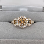 Statement Rings-Stunning Round Ring Setting w Natural Diamond Halo in 14K Solid Gold | Round 6mm 6.5mm 7mm | Statement Ring | Gemstone Ring | Customizable - NNJGemstones