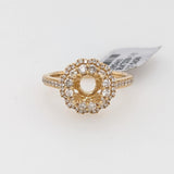 Engagement Rings-Beautiful Statement Ring Setting w Natural Diamond Double Halo in Solid 14k Gold | Round 6mm | Stone Ring Setting | Customizable - NNJGemstones