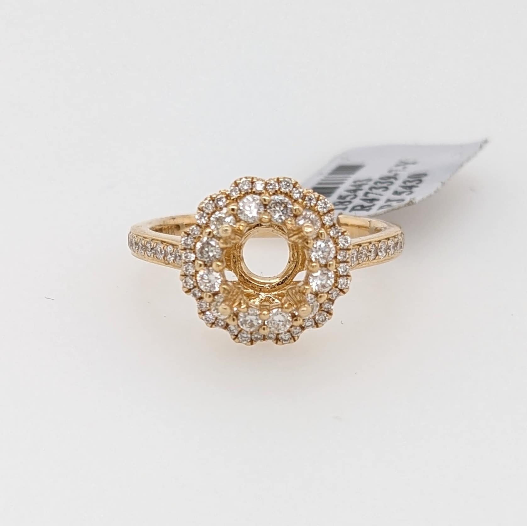 Engagement Rings-Beautiful Statement Ring Setting w Natural Diamond Double Halo in Solid 14k Gold | Round 6mm | Stone Ring Setting | Customizable - NNJGemstones