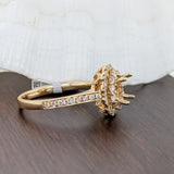 Engagement Rings-Beautiful Statement Ring Setting w Natural Diamond Double Halo in Solid 14k Gold | Round 6mm | Stone Ring Setting | Customizable - NNJGemstones