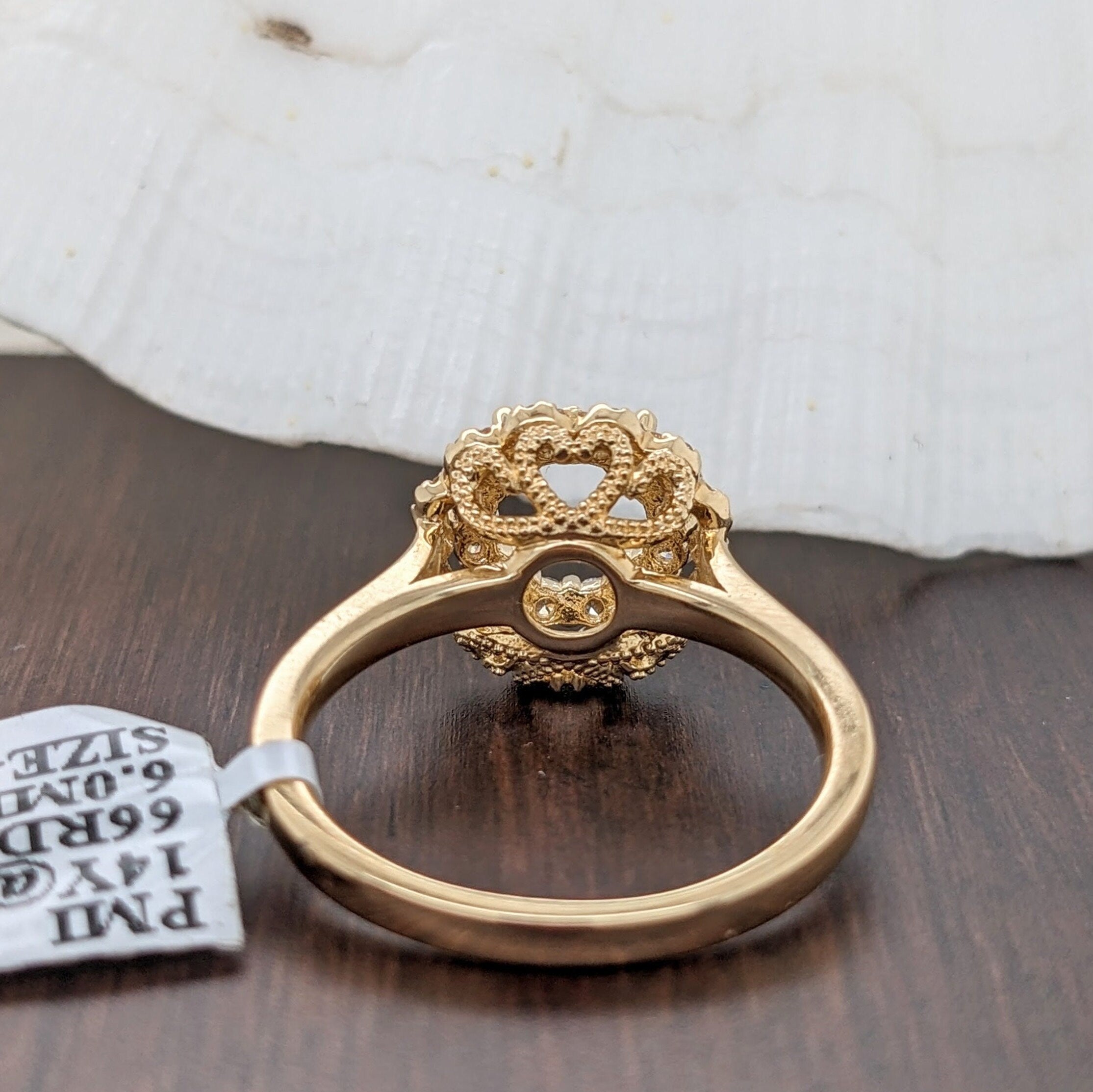 Engagement Rings-Beautiful Statement Ring Setting w Natural Diamond Double Halo in Solid 14k Gold | Round 6mm | Stone Ring Setting | Customizable - NNJGemstones