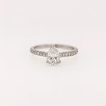 Engagement Rings-Elegant Ring Setting W Natural Diamond Hidden Halo in 14K Solid Gold | Pear Shape 7x5 8x6 9x7 | Pave Band | Gemstone Setting | Customizable - NNJGemstones