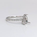 Engagement Rings-Elegant Ring Setting W Natural Diamond Hidden Halo in 14K Solid Gold | Pear Shape 7x5 8x6 9x7 | Pave Band | Gemstone Setting | Customizable - NNJGemstones