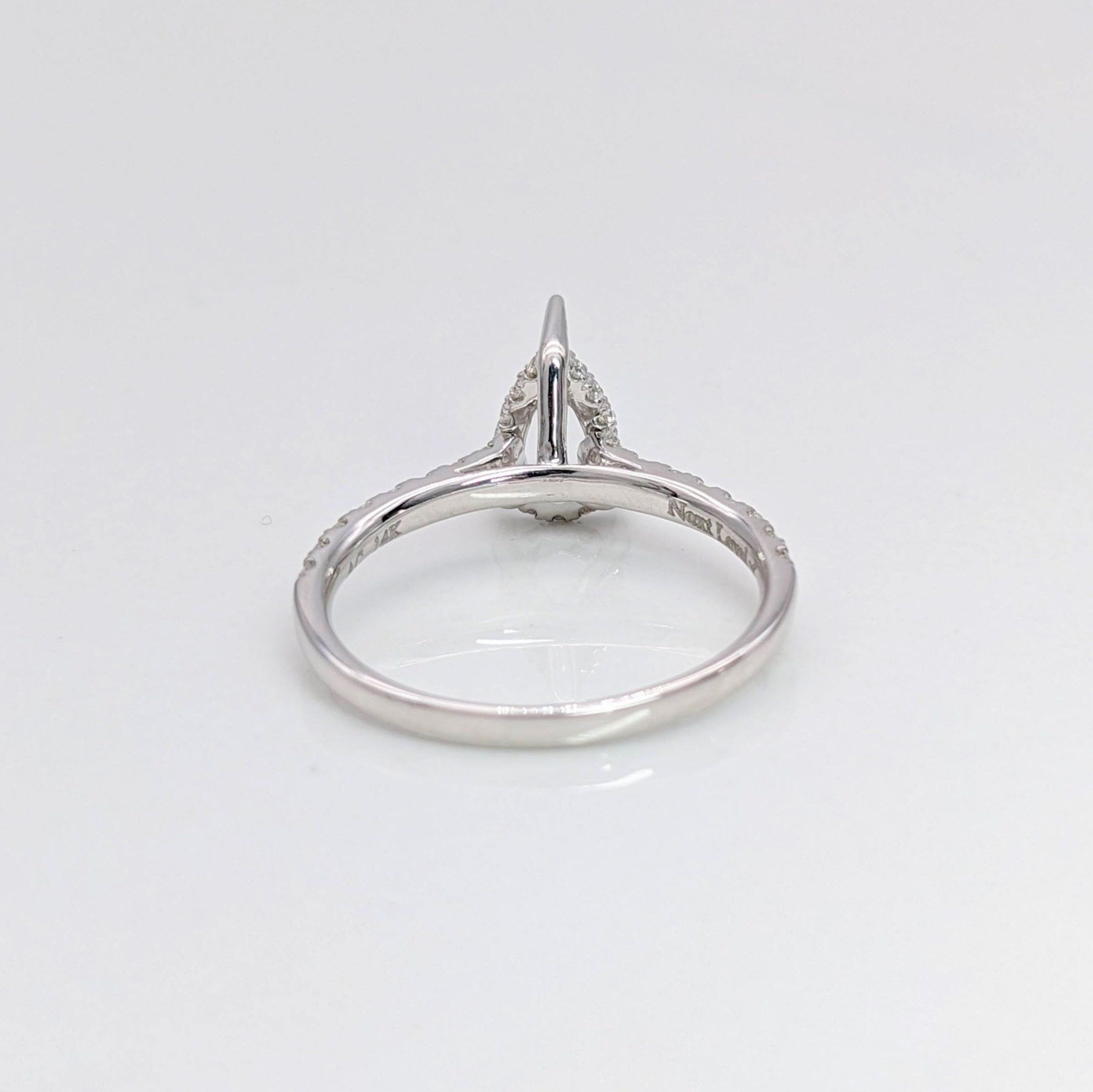 Engagement Rings-Elegant Ring Setting W Natural Diamond Hidden Halo in 14K Solid Gold | Pear Shape 7x5 8x6 9x7 | Pave Band | Gemstone Setting | Customizable - NNJGemstones