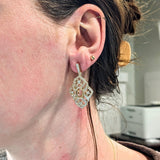Earrings-Statement Dangle Earrings Semi Mount w Diamonds in Solid 14K Gold Oval 10x7mm - NNJGemstones