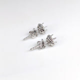 Stud Earrings-Floral Diamond Halo Stud Earring Setting in 14k Solid Gold | Round 4mm | Secure Push Back | Customizable | Minimalist | For Her - NNJGemstones