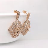 Earrings-Statement Dangle Earrings Semi Mount w Diamonds in Solid 14K Gold Oval 10x7mm - NNJGemstones