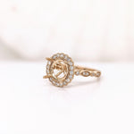 Statement Rings-Vintage Inspired Ring Setting w Natural Diamond Halo in 14K Solid Gold | Round 6.5mm 8mm | Gemstone Ring | Fine Jewelry | Customizable - NNJGemstones