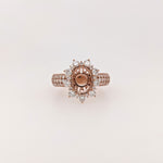 Statement Rings-Stunning Sunburst Ring Setting w Natural Diamond Accents in 14K Solid Gold | OV 8x6 9x7 10x8 | Broad Band | Gemstone Setting | Customizable - NNJGemstones