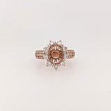 Statement Rings-Stunning Sunburst Ring Setting w Natural Diamond Accents in 14K Solid Gold | OV 8x6 9x7 10x8 | Broad Band | Gemstone Setting | Customizable - NNJGemstones