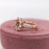 Statement Rings-Stunning Sunburst Ring Setting w Natural Diamond Accents in 14K Solid Gold | OV 8x6 9x7 10x8 | Broad Band | Gemstone Setting | Customizable - NNJGemstones