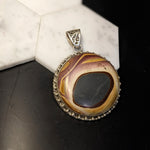 Pendants-Beautiful Marble Picasso Pendant in Solid Silver|| Jasper Gemstone || March Birthstone || Round Pendant || - NNJGemstones
