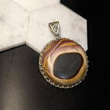 Pendants-Beautiful Marble Picasso Pendant in Solid Silver|| Jasper Gemstone || March Birthstone || Round Pendant || - NNJGemstones