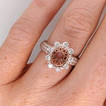 Statement Rings-Stunning Sunburst Ring Setting w Natural Diamond Accents in 14K Solid Gold | OV 8x6 9x7 10x8 | Broad Band | Gemstone Setting | Customizable - NNJGemstones