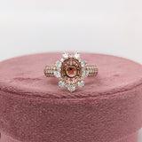 Statement Rings-Stunning Sunburst Ring Setting w Natural Diamond Accents in 14K Solid Gold | OV 8x6 9x7 10x8 | Broad Band | Gemstone Setting | Customizable - NNJGemstones