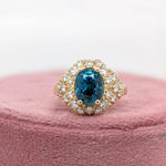 Statement Rings-Art Deco Style Ring Setting W Earth Mined Diamonds in 14K Solid Gold | Oval Cut 9x7 10x8 11x9 | Statement Jewelry | Customizable - NNJGemstones