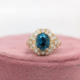 Statement Rings-Art Deco Style Ring Setting W Earth Mined Diamonds in 14K Solid Gold | Oval Cut 9x7 10x8 11x9 | Statement Jewelry | Customizable - NNJGemstones