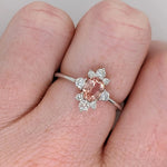 Statement Rings-Pretty Sunburst Ring Semi Mount in 14K Solid Gold W Natural Diamond Accents | Oval Shape | Gemstone Setting | Art Deco | Customizable - NNJGemstones