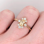 Statement Rings-Pretty Sunburst Ring Semi Mount in 14K Solid Gold W Natural Diamond Accents | Oval Shape | Gemstone Setting | Art Deco | Customizable - NNJGemstones