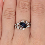 Statement Rings-Nature Inspired Leaf Vine Ring Setting w Natural Diamond Accents in 14K Solid Gold | Marquise 8x4 10x5 12x6 | Bypass Ring | Customizable - NNJGemstones