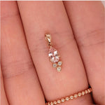 Pendants-Cute Minimalist Pendant Setting W Natural Diamond Accents in 14K Solid Gold | Pear Shape 5x3 6x4 7x5 8x6 | Dainty Jewelry | Customizable - NNJGemstones