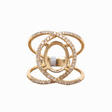Statement Rings-Beautiful Crossover Ring Setting w Natural Diamond Accents in 14K Solid Gold | Oval 9x7 10x8 11x9 | Statement Ring Semi Mount | Customizable - NNJGemstones