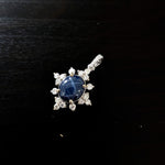 Pendants-Snowflake Design Pendant Setting W Natural Diamond Accents in 14K Solid Gold | Oval Shape 8x6 9x7 10x8 | Dainty Jewelry | Customizable - NNJGemstones