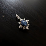 Pendants-Snowflake Design Pendant Setting W Natural Diamond Accents in 14K Solid Gold | Oval Shape 8x6 9x7 10x8 | Dainty Jewelry | Customizable - NNJGemstones