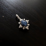 Pendants-Snowflake Design Pendant Setting W Natural Diamond Accents in 14K Solid Gold | Oval Shape 8x6 9x7 10x8 | Dainty Jewelry | Customizable - NNJGemstones