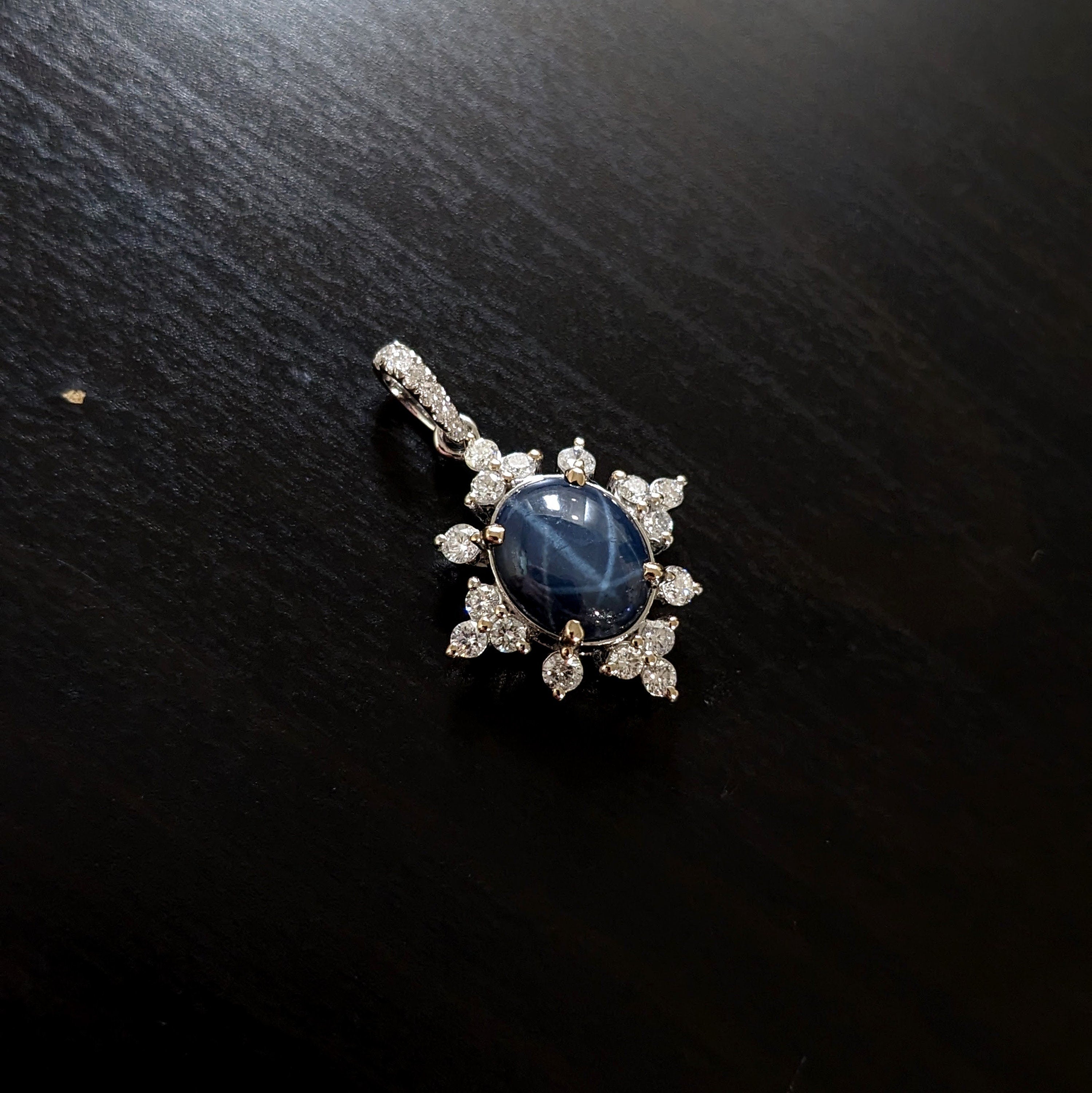 Pendants-Snowflake Design Pendant Setting W Natural Diamond Accents in 14K Solid Gold | Oval Shape 8x6 9x7 10x8 | Dainty Jewelry | Customizable - NNJGemstones