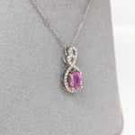 Pendants-Infinity Sweetheart Pendant Setting W Natural Diamond Accents in 14K Solid Gold | Oval Shape 6x4 7x5 8x6 | Dainty Jewelry | Customizable - NNJGemstones