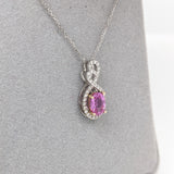 Pendants-Infinity Sweetheart Pendant Setting W Natural Diamond Accents in 14K Solid Gold | Oval Shape 6x4 7x5 8x6 | Dainty Jewelry | Customizable - NNJGemstones