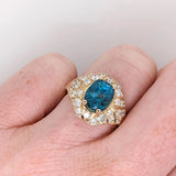 Statement Rings-Art Deco Style Ring Setting W Earth Mined Diamonds in 14K Solid Gold | Oval Cut 9x7 10x8 11x9 | Statement Jewelry | Customizable - NNJGemstones