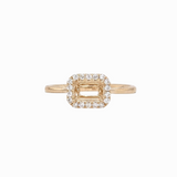 Angel Series Classic Halo East-West Ring Setting in 14K Solid Gold with Natural Diamonds | Emerald Cut 6x4 7x5 8x6 Customizable