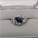 Statement Rings-Nature Inspired Leaf Vine Ring Setting w Natural Diamond Accents in 14K Solid Gold | Marquise 8x4 10x5 12x6 | Bypass Ring | Customizable - NNJGemstones