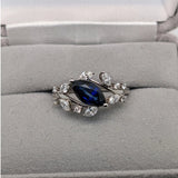 Statement Rings-Nature Inspired Leaf Vine Ring Setting w Natural Diamond Accents in 14K Solid Gold | Marquise 8x4 10x5 12x6 | Bypass Ring | Customizable - NNJGemstones