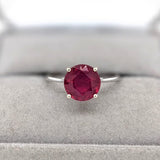 Solitaire Round Madagascar Ruby Ring in 14K Solid Gold | Round 9mm