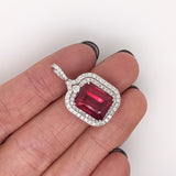 Pendants-Double Diamond Halo Pendant Semi Mount in Solid 14K Gold | Baguette | Emerald Cut | Radiant | Necklace | Custom Jewelry - NNJGemstones