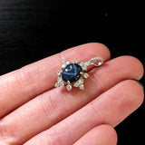 Pendants-Snowflake Design Pendant Setting W Natural Diamond Accents in 14K Solid Gold | Oval Shape 8x6 9x7 10x8 | Dainty Jewelry | Customizable - NNJGemstones