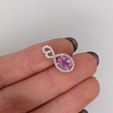 Pendants-Infinity Sweetheart Pendant Setting W Natural Diamond Accents in 14K Solid Gold | Oval Shape 6x4 7x5 8x6 | Dainty Jewelry | Customizable - NNJGemstones