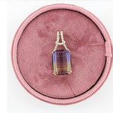 Pendants-Statement Pendant Setting W Natural Diamond Bail in 14K Solid Gold | Emerald Cut 16x12 18x8 18x13 | Large Pendant Setting | Customizable - NNJGemstones