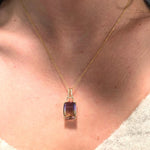 Pendants-Statement Pendant Setting W Natural Diamond Bail in 14K Solid Gold | Emerald Cut 16x12 18x8 18x13 | Large Pendant Setting | Customizable - NNJGemstones