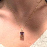 Pendants-Statement Pendant Setting W Natural Diamond Bail in 14K Solid Gold | Emerald Cut 16x12 18x8 18x13 | Large Pendant Setting | Customizable - NNJGemstones